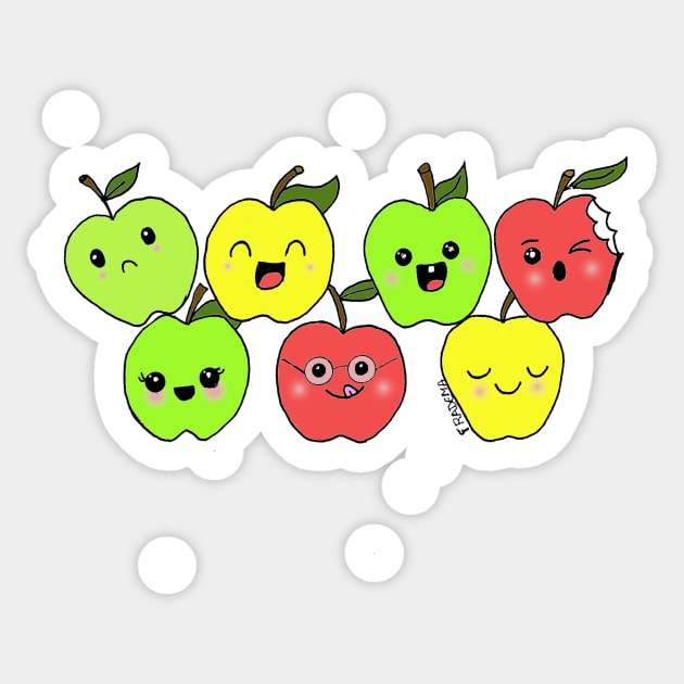 Seven apples: red, yellow and green Sticker by Fradema